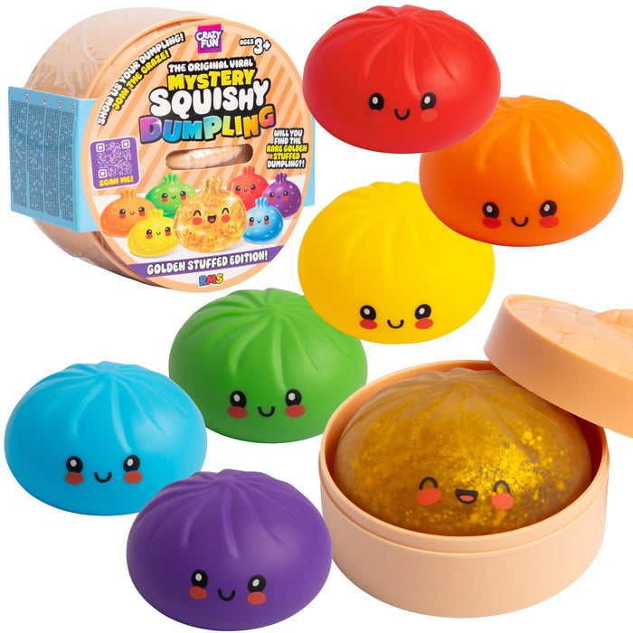 Golden Stuffed Edition mystery squishy dumplings from RMS, seven colours with the sealed steamers