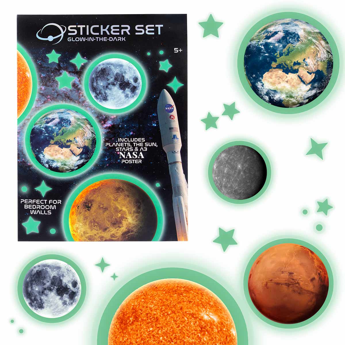 Glow In The Dark Stars Sticker Set Including Solar System And Nasa Pos ...