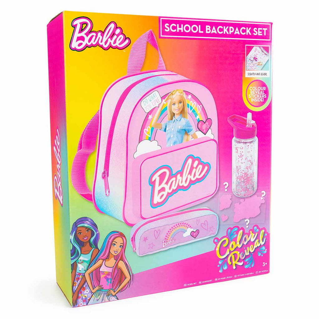 Barbie Mini Backpack Set For Kids – 10" Faux Leather Backpack With Front Pocket + Water Bottle | Barbie-Themed Bundle
