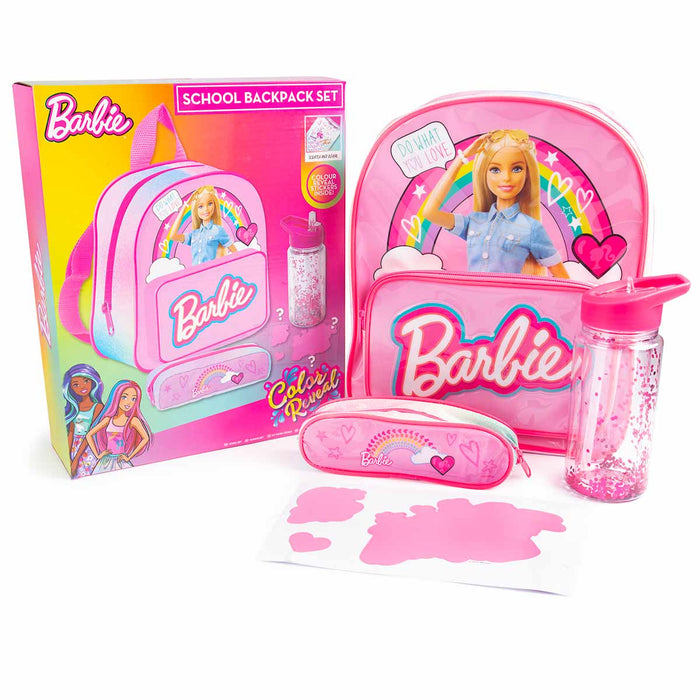 Barbie Backpack Set, With Water Bottle, Pencil Case, & Scratch Art