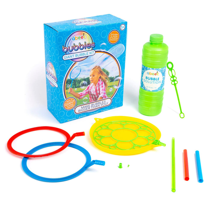 Summer Bubble Bundle for Kids - Bubble Solution, Giant Bubble Kit, Bucket Set & Bubble Wands