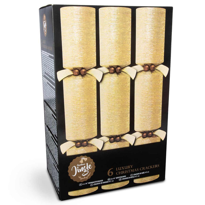 6 Luxury 14" Gold Christmas Crackers