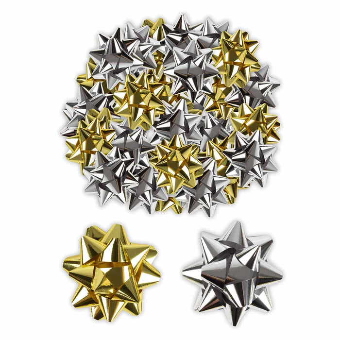24 Pack Large Silver & Gold Bows