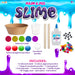 abeec DIY Slime kit contents laid out on a white background with colorful slime graphics. 