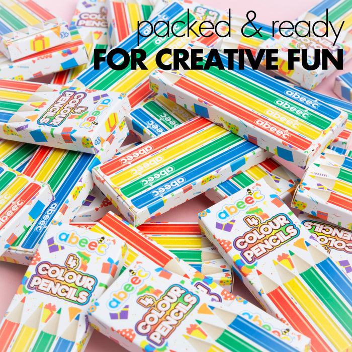 abeec 120 Mini Colour Pencils for Party Bags – 30 Packs of 4 Pre-Sharpened Colouring Pencils for Kids – Party Bag Fillers, Easter Gifts & Classroom Rewards – Age 3+
