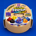 The Viral Mystery Squishy Dumpling Galaxy Edition toy set by Crazy Fun, shown in its circular cardboard packaging on a solid blue background.