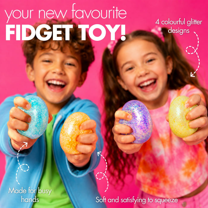 Playhub Squish Ball 4-Pack, Glitter Sensory Balls