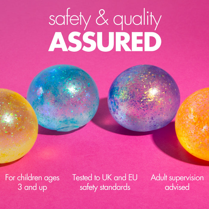 Playhub Squish Ball 4-Pack, Glitter Sensory Balls