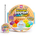 Crazy Fun Mystery Squishy Dumpling Rainbow Glitter Edition toy set shown with its round packaging and a smaller inset of the packaged product. A vertical height marker on the left indicates 28cm.