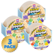 Three packages of Mystery Squishy Dumpling toys with colorful packaging on a white background.