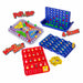 Collection of travel sized board games including 'Pop and Hop', '4 to Score', and 'What's Your Name?' on a white background.