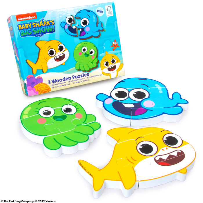 Baby Shark 3 Pack Of Wooden Shaped Puzzles