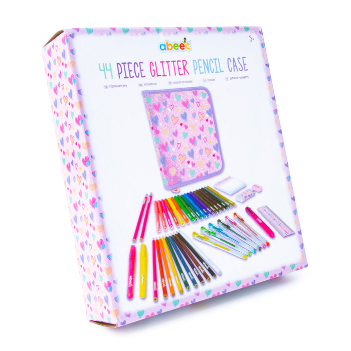 44 Piece Glitter Pencil Case