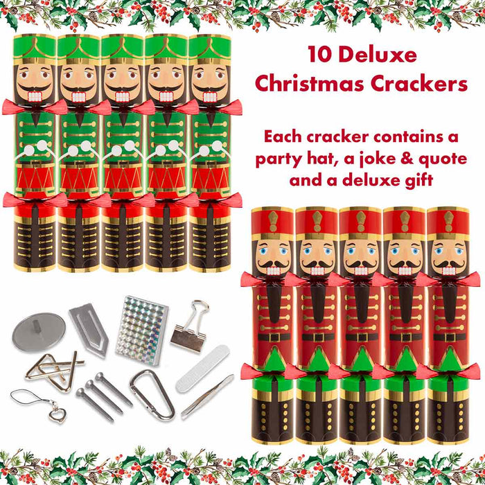 10 Deluxe Christmas Crackers In Nutcracker Design