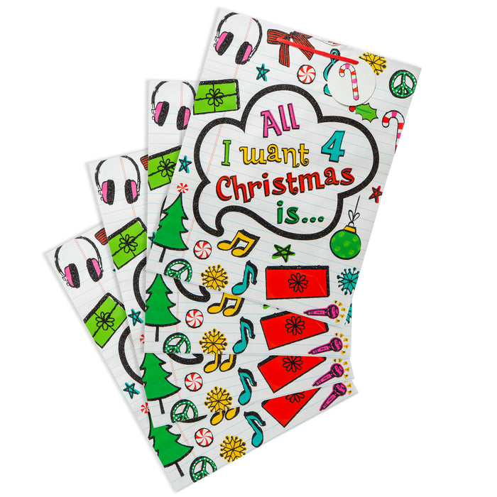 4 Extra Large Colourful Christmas Bags