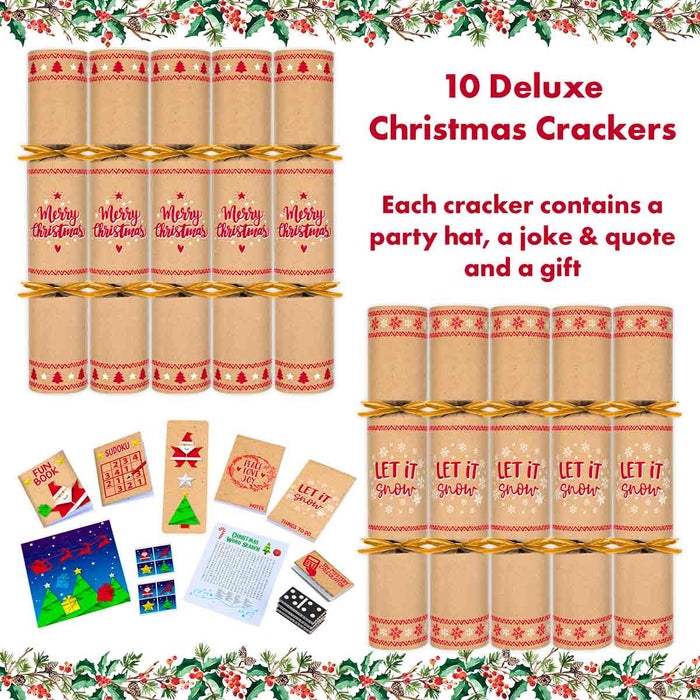 10 Deluxe Crackers In Craft Recycled Design Luxury Christmas Crackers