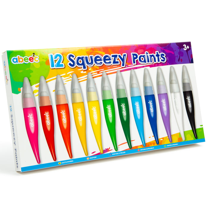 12 Squeezy Paints With Brush