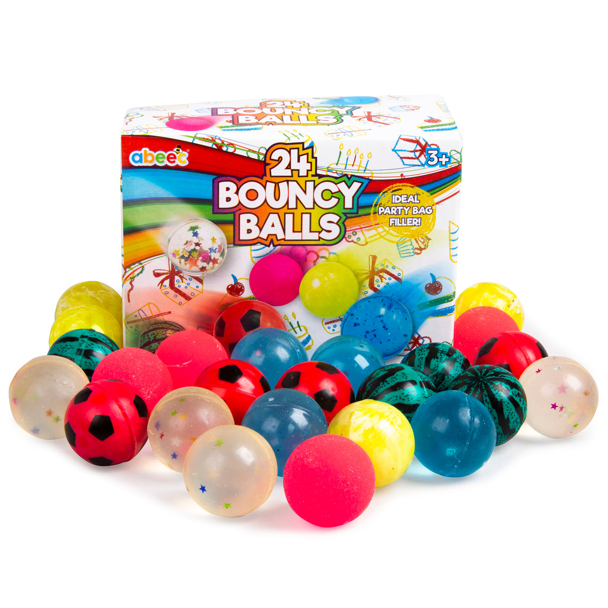 Pllieay 24 Stuks Jet Bouncy Ballen 25mm - Gemengde Kleuren Party Bag Fillers Voor Kinderen