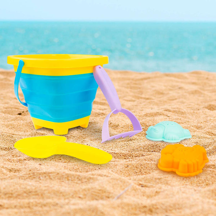 Beach Toys Yellow Beach Bucket Piece Foldable Beach Bucket Set