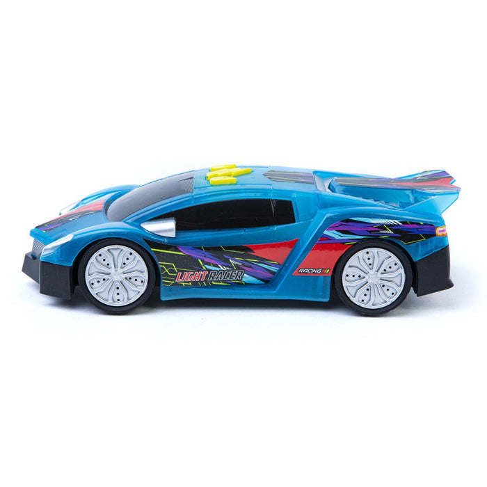 blue racing sports car side view