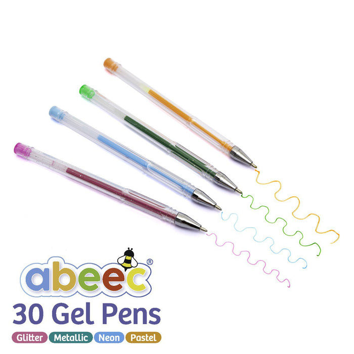 gel pens in glitter, metallic, neon and pastel finish