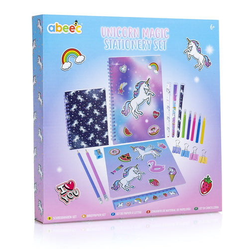 unicorn stationery set for girls packaging