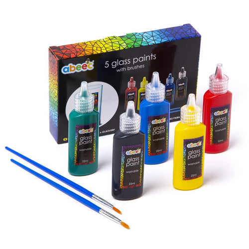 glass paints with brushes box and contents