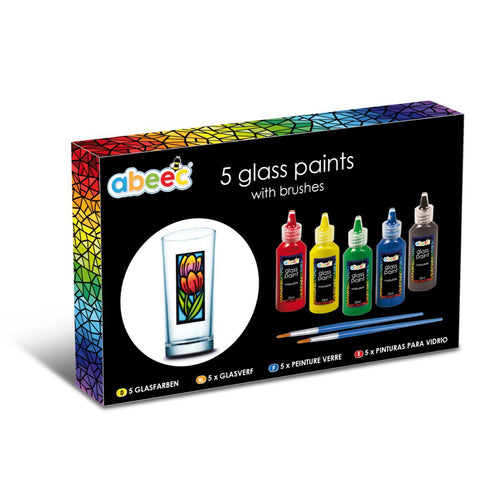 glass paints with brushes packaging