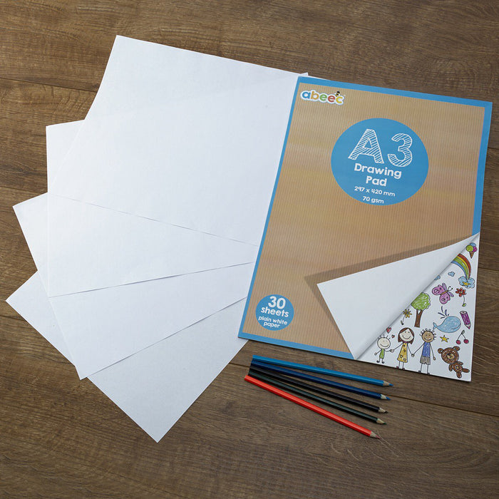 a3 drawing pad 70gms with white paper showing
