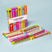 24 funky pencils with eraser toppers packaging and contents