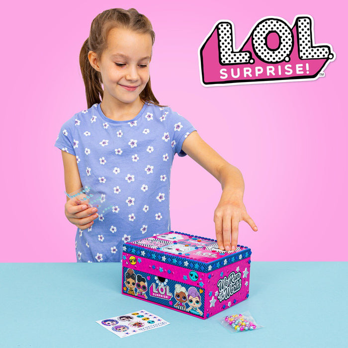 girl playing with lol surprise mosaic jewellery box