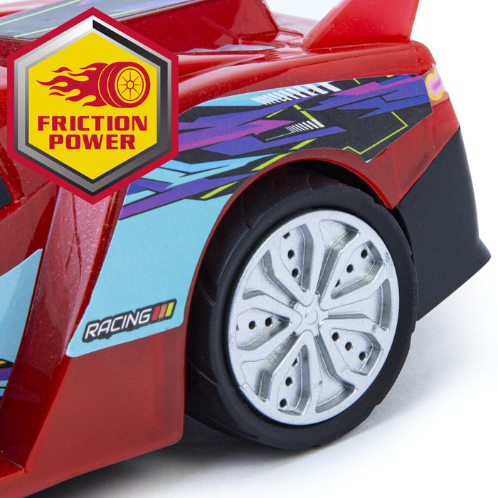 red racing sports car friction power